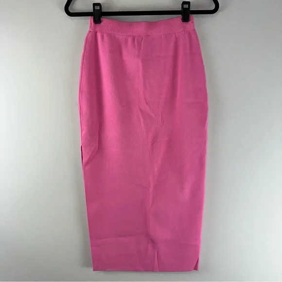 Anthropologie Endless Rose Side Slit Detailed Knit Midi Skirt in Pink Size XS - Picture 5 of 14